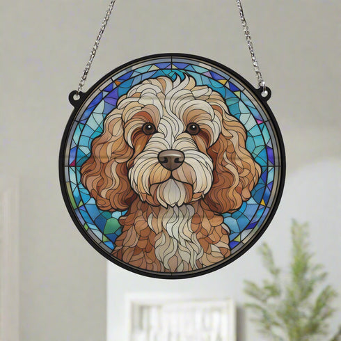 Cockapoo Stained Glass Effect Suncatcher